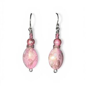 Handmade Pink and Silver Dangle Earrings